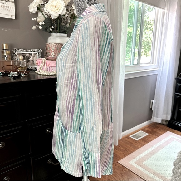 Soft Surroundings Button Front Striped Tunic Long Sleeve Size Small - Picture 8 of 16